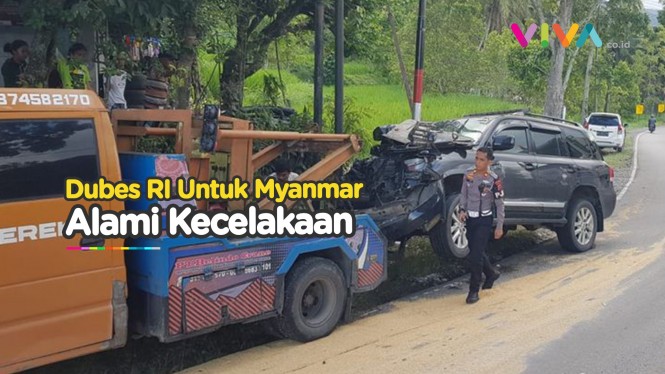 Mobil Land Cruiser Duta Besar RI untuk Myanmar Kecelakaan