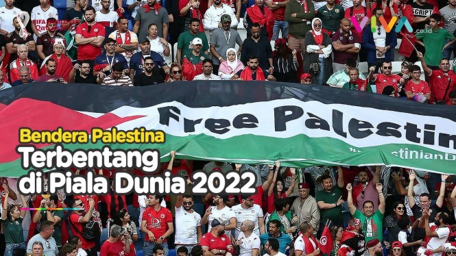 Bendera Palestina Membentang di Laga Tunisia vs Australia